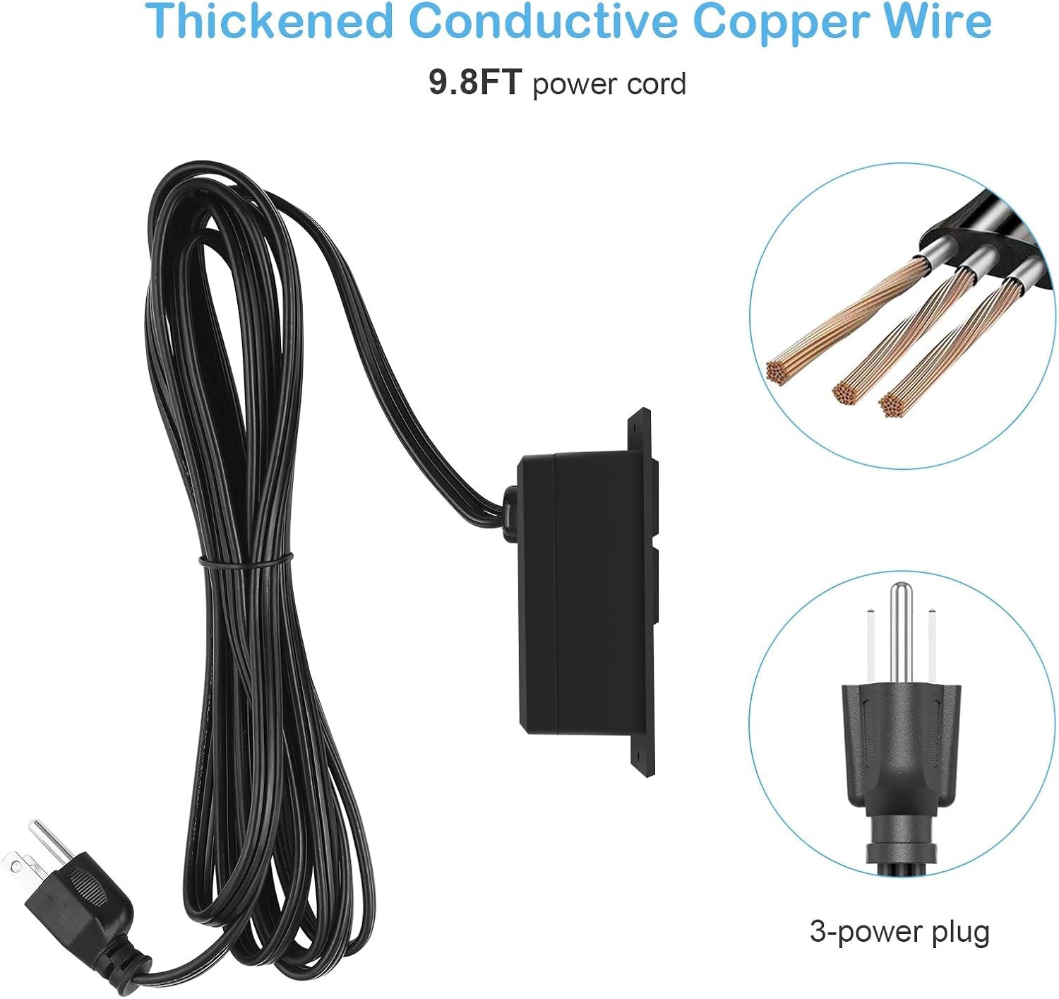 Recessed Power Strip, Black Desktop Power Grommet Socket with Furniture, 2 AC Outlets & 2 USB Ports for Conference Desk, Kitchen, Office, Home, Hotel