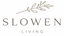 Logo for Slowen Living with a leaf design on a white background