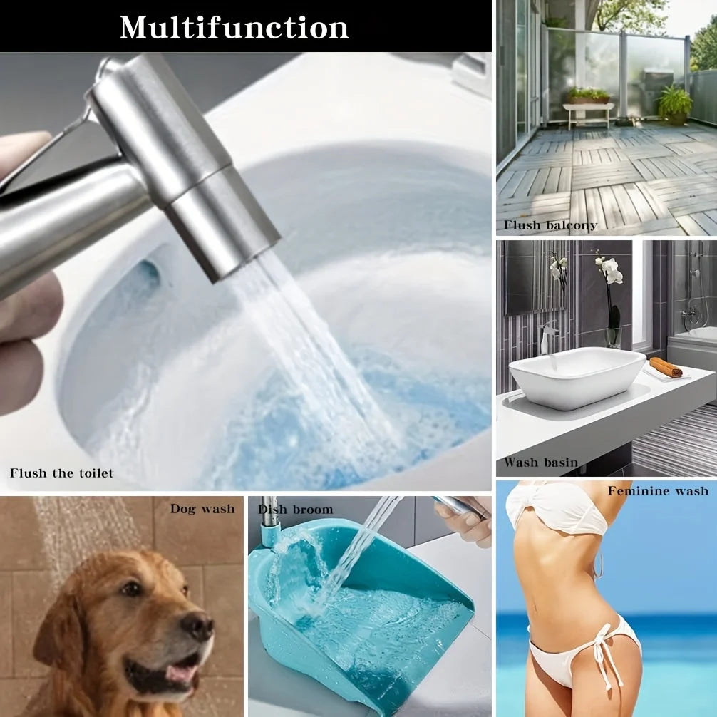 2 stainless steel toilet spray, toilet manual shower, hand-held spray, advanced spray, toilet water-saving shower head.